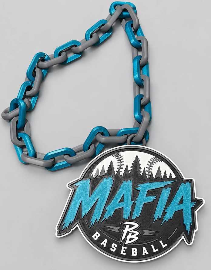 Mafia Baseball custom chain with teal and gray links